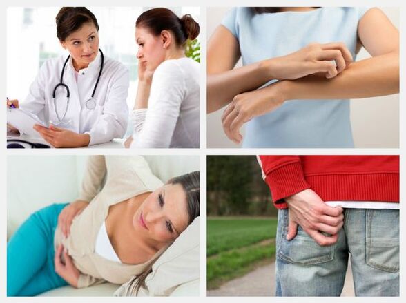 Symptoms of the presence of parasites in the body.